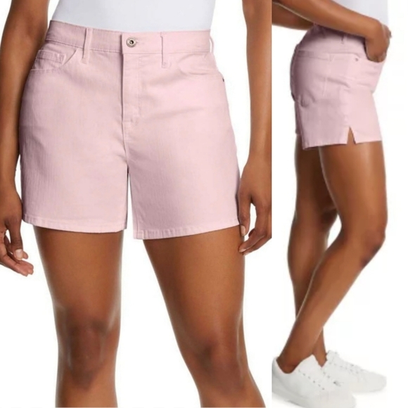 NWT JESSICA SIMPSON SIDE SLIT DENIM SHORTS IN LIGHT PINK SIZE 12 - Picture 1 of 7